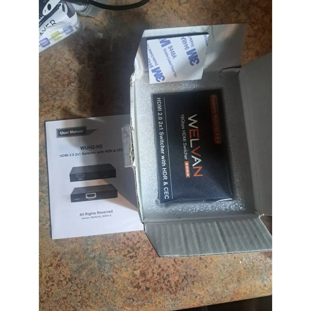 NIB- WELVAN HDMI Switcher 2.0 3x1 Splitter with HDR & CEC WUH3-H2